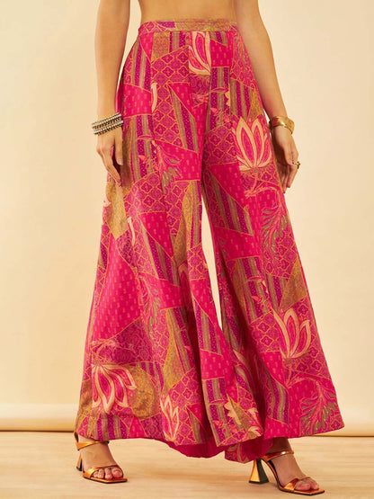 Dhiyona SO Women's Floral Printed V-Neck Three-Quarter Sleeves Sequinned Kurti Set