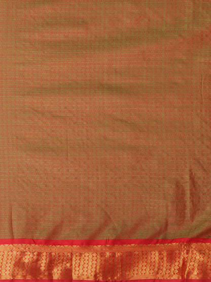 Women's Aura Silk Orange Woven Design Designer Saree With Blouse Piece