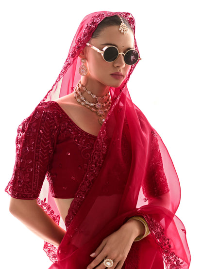 Dhiyona KM Women Red Silk Saree With Matching Blouse