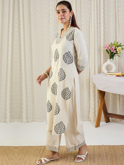 Dhiyona IE Printed Pure Cotton Tunic With Trousers Co-Ords