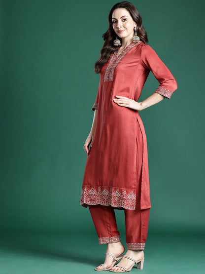 Dhiyona IE Ethnic Motifs Embroidered Kurta with Trousers & Dupatta