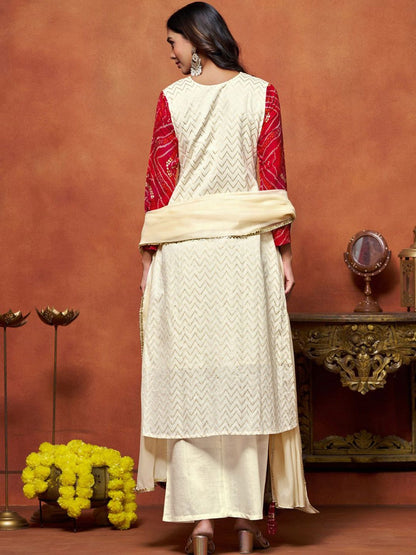 Dhiyona SN Women's Ethnic Motifs Printed Pure Cotton Kurta with Palazzo & Dupatta