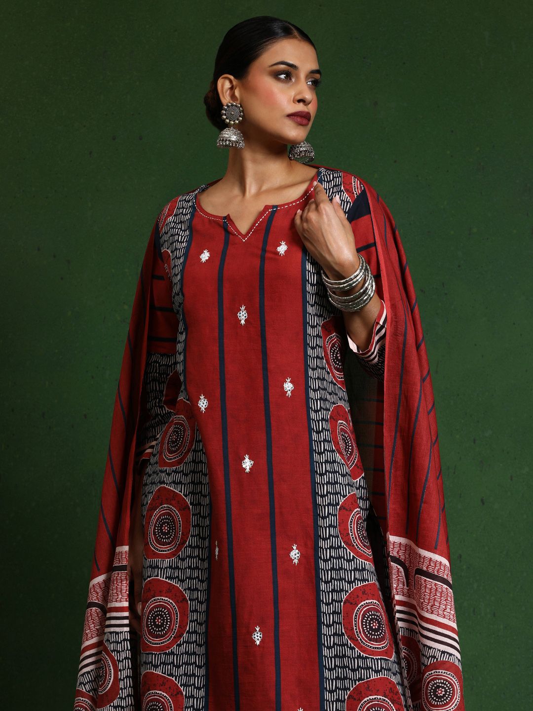 Dhiyona VA Women's Printed Regular Pure Cotton Kurta with Trousers & With Dupatta