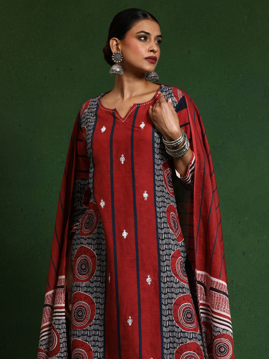Dhiyona VA Women's Printed Regular Pure Cotton Kurta with Trousers & With Dupatta