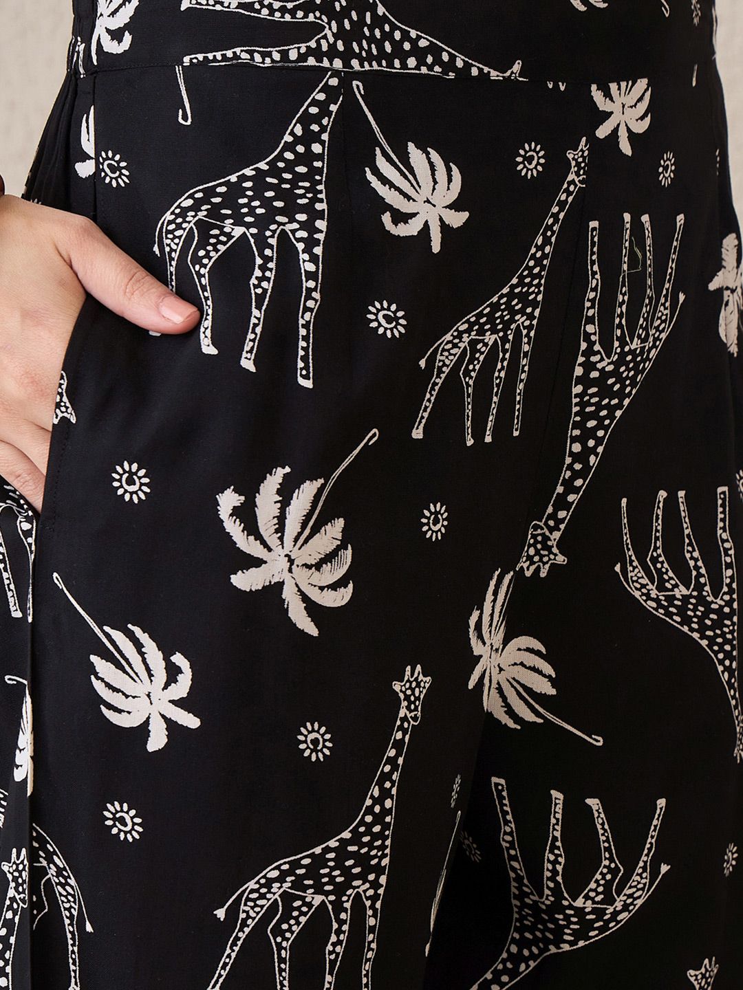 Quirky Printed Mandarin Collar A-Line Kurta With Trousers