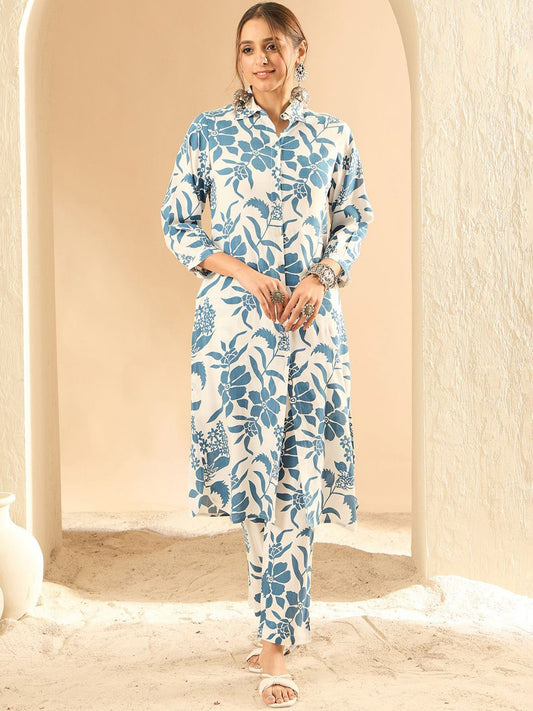 Dhiyona IE Women Floral Printed Regular Kurta with Trousers