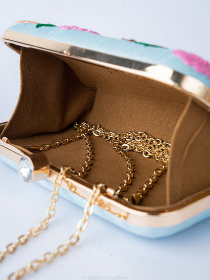 Dhiyona NR Black & White Hand Embroidered Box Clutch