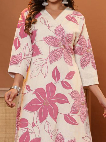 Dhiyona IE Women Floral Printed Regular Pure Cotton Kurta with Palazzos