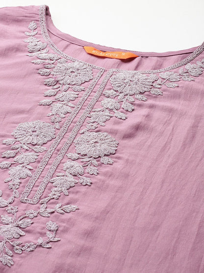 Dhiyona IE Embroidered Zari Kurta with Trousers & With Dupatta