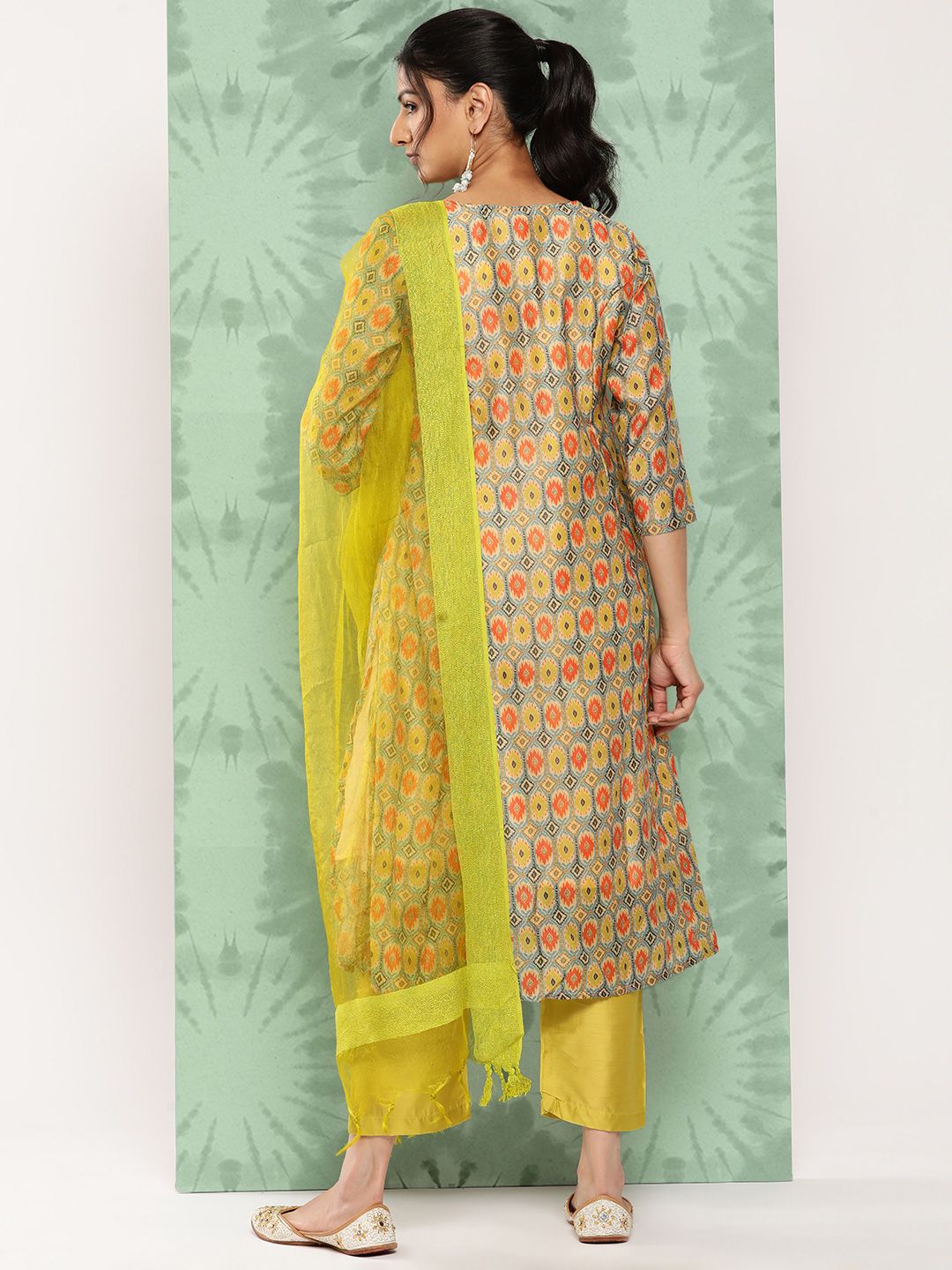 Dhiyona VA Women's Ethnic Motifs Printed Panelled Kurta with Trousers & With Dupatta