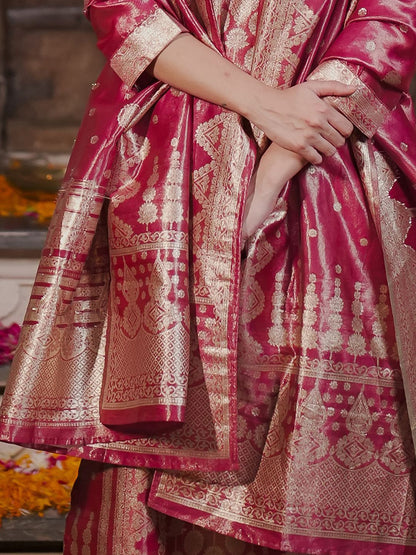 Ethnic Motifs Woven Design Straight Kurta with Trousers & With Dupatta