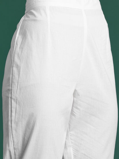 Dhiyona IE Floral Embroidered Pure Cotton Kurta with Trousers & Dupatta