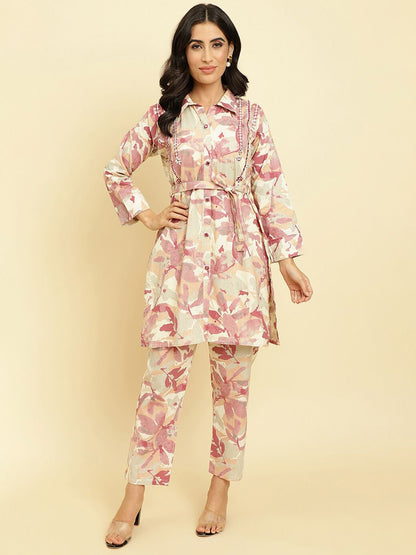 Dhiyona VA Women'sFloral Printed Kurti With Trousers