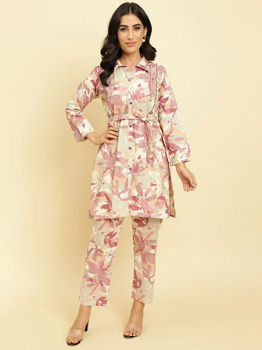 Dhiyona VA Women'sFloral Printed Kurti With Trousers