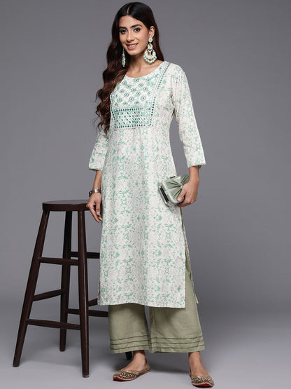 Dhiyona IE Printed Mirror Work Kurta