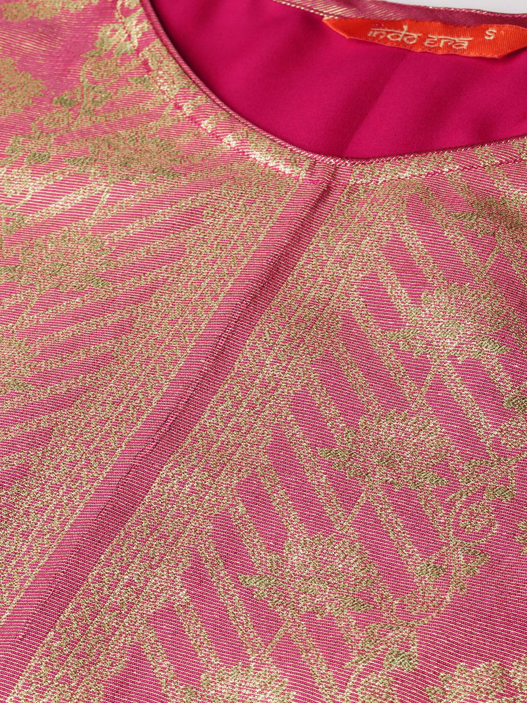 Women Ethnic Motifs Jacquard Zari Kurta with Trousers & With Dupatta