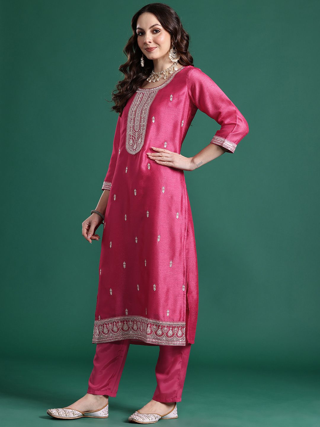 Ethnic Motifs Embroidered Kurta with Trousers & Dupatta