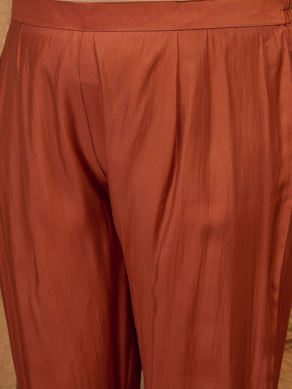 Dhiyona IN Plus Size Floral Yoke Design Sequinned Kurta With Trousers & Dupatta