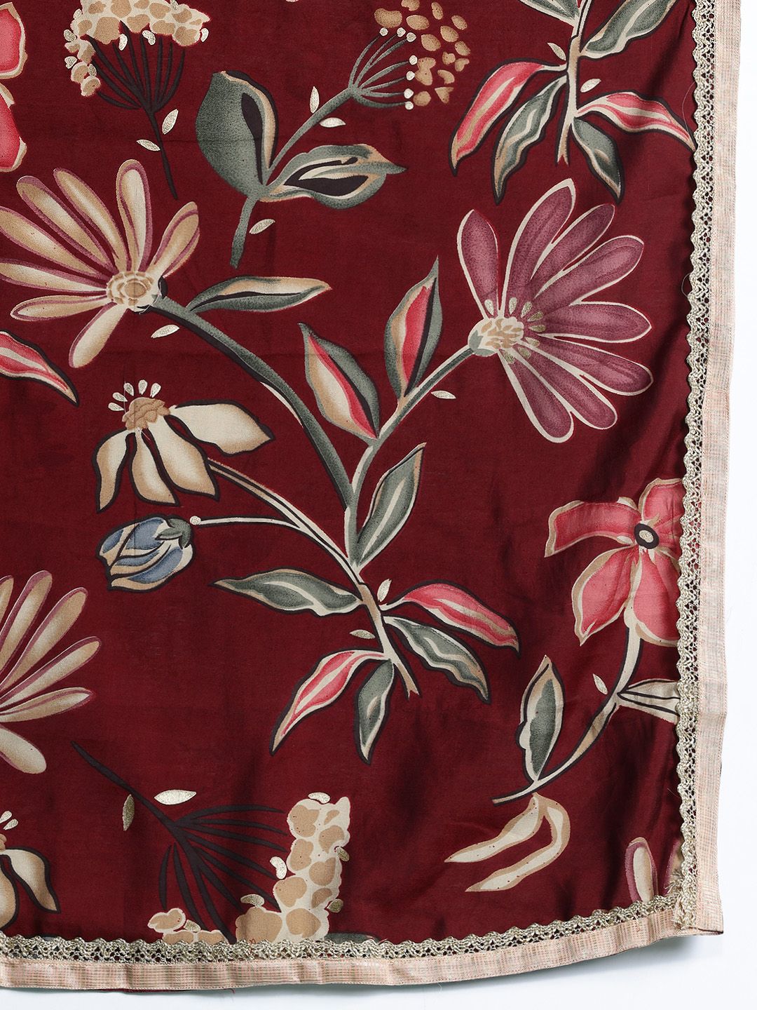 Dhiyona IE Floral Embroidered Thread Work Pure Cotton Kurta with Trousers & With Dupatta