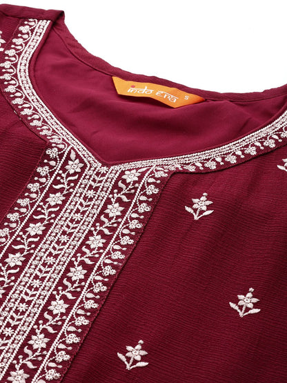 Dhiyona IE Ethnic Motifs Embroidered Kurta with Sharara & Dupatta