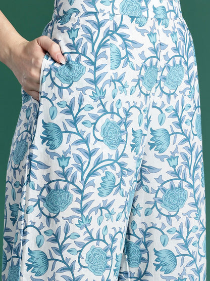 Dhiyona IE Floral Printed Regular Pure Cotton Kurta with Palazzos