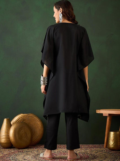 Dhiyona IS Women's Women Ethnic Motifs Embroidered Kaftan Kurta with Trouser