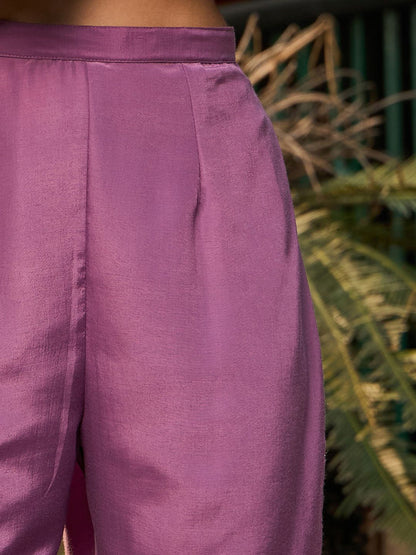 Floral Embroidered Regular Thread Work Straight Kurta with Trousers & Dupatta