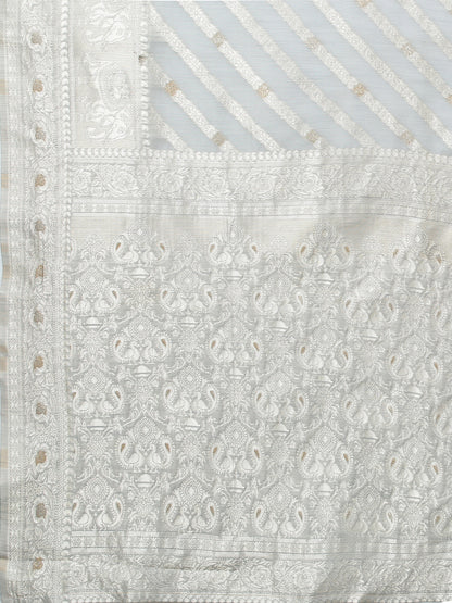 Women's Cotton Silk Grey Woven Design Woven saree With Blouse Piece