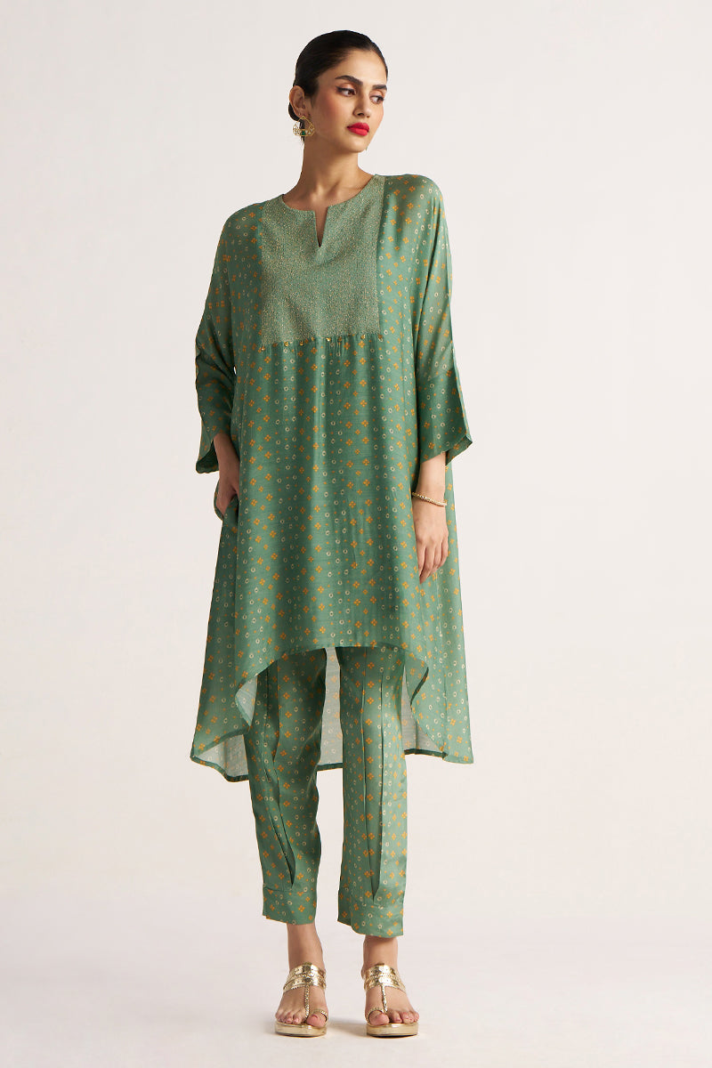 Women's Comfrey Green Bemberg Silk Co-ord Set