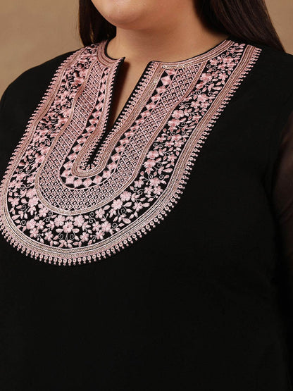 Dhiyona IN Szie Floral Embroidered Thread Work Kurta With Sharara & Dupatta