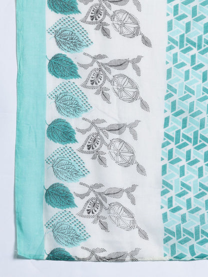 Dhiyona IE Floral Printed Pure Cotton Kurta with Trousers & With Dupatta