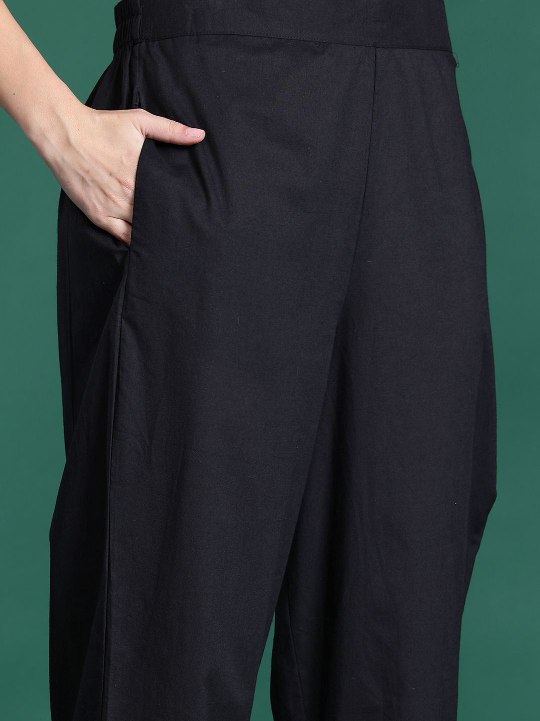 Floral Embroidered Pure Cotton Kurta with Trousers & Dupatta