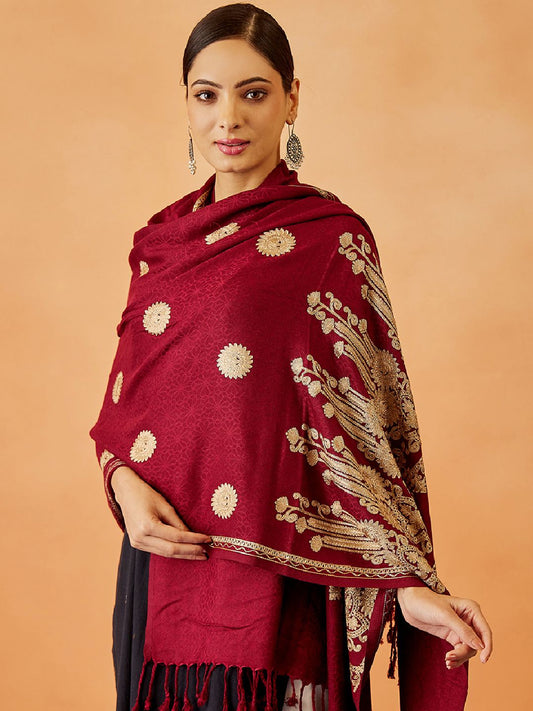 Dhiyona PA Women Ethnic Motifs Embroidered Shawl