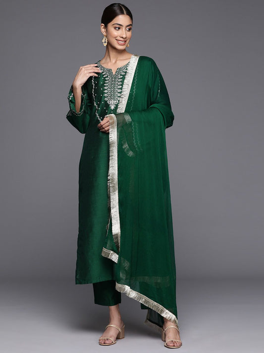 Dhiyona VA Women'sEthnic Motifs Printed Regular Sequinned Kurta with Trousers & With Dupatta