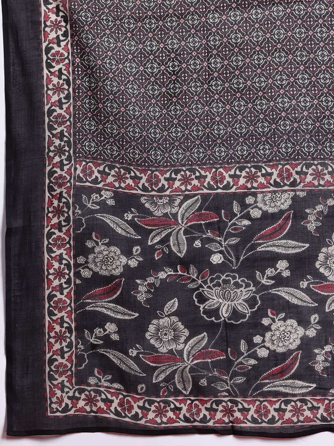 Floral Printed Angrakha Gotta Patti Pure Cotton Kurta Set & Dupatta