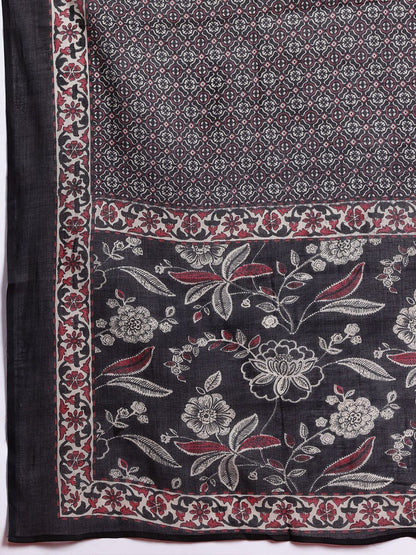 Floral Printed Angrakha Gotta Patti Pure Cotton Kurta Set & Dupatta