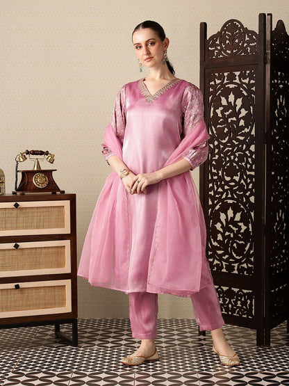 Dhiyona PD Women Floral Embroidered Jashn Kurta with Trousers & Dupatta