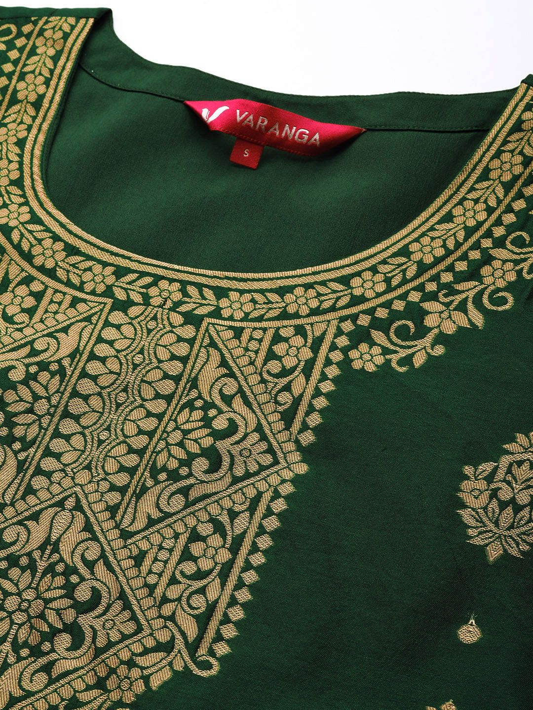 Dhiyona VA Women's Green Ethnic Motifs Yoke Design Kurta with Trousers & With Dupatta