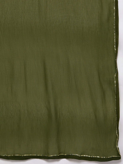 Women Green Bandhani Printed Thread Work Kurta with Sharara & With Dupatta