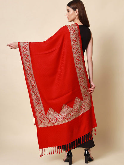 Dhiyona PA Women Red Embroidered Shawl