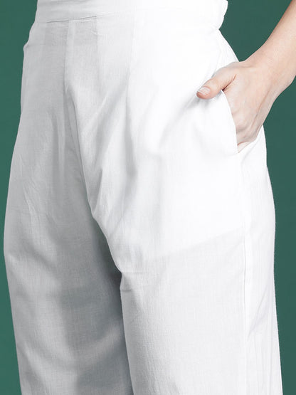 Self Design Thread Work Pure Cotton Kurta with Trousers