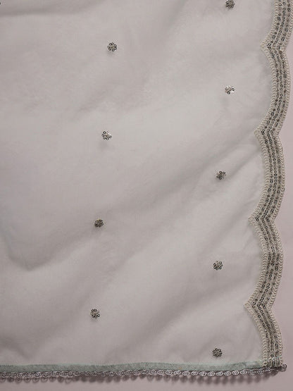 Floral Embroidered Regular Aari Work Kurta with Trousers & With Dupatta