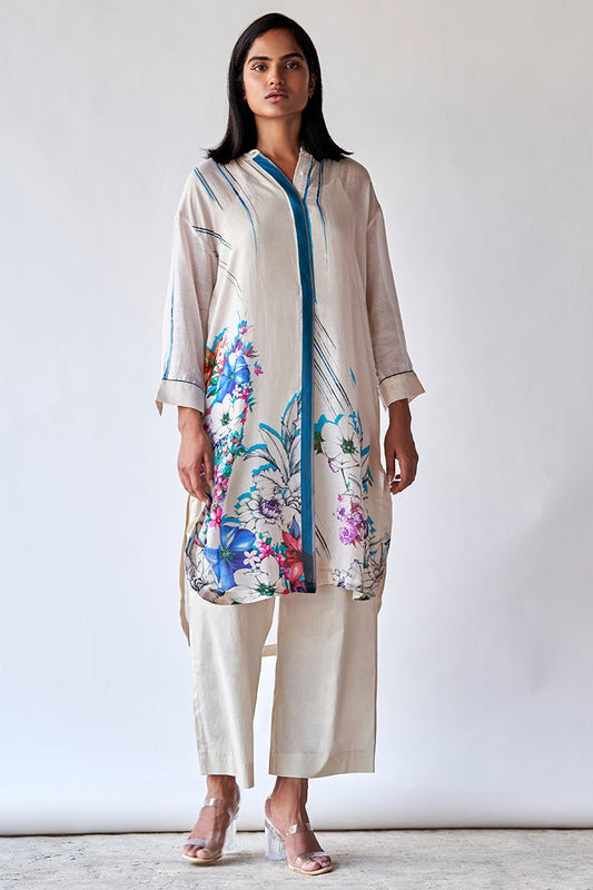 Women's Tofu Cream Bemberg Silk Co-ord Set