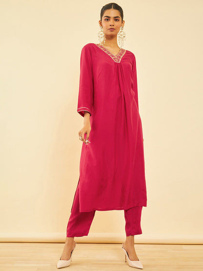 Dhiyona SO Women's Regular Gotta Patti Kurta with Trousers & Dupatta