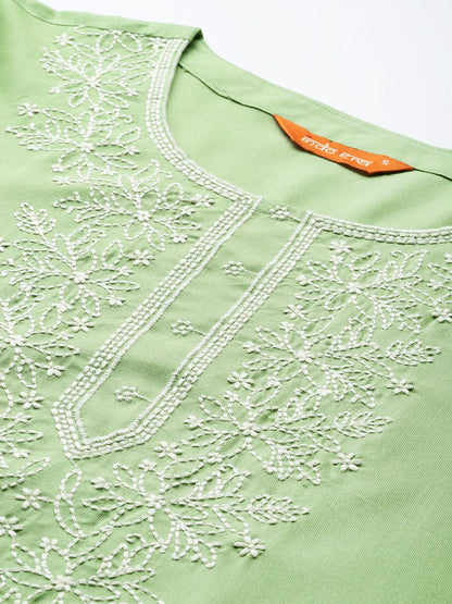 Dhiyona IE Floral Embroidered Thread Work Kurta
