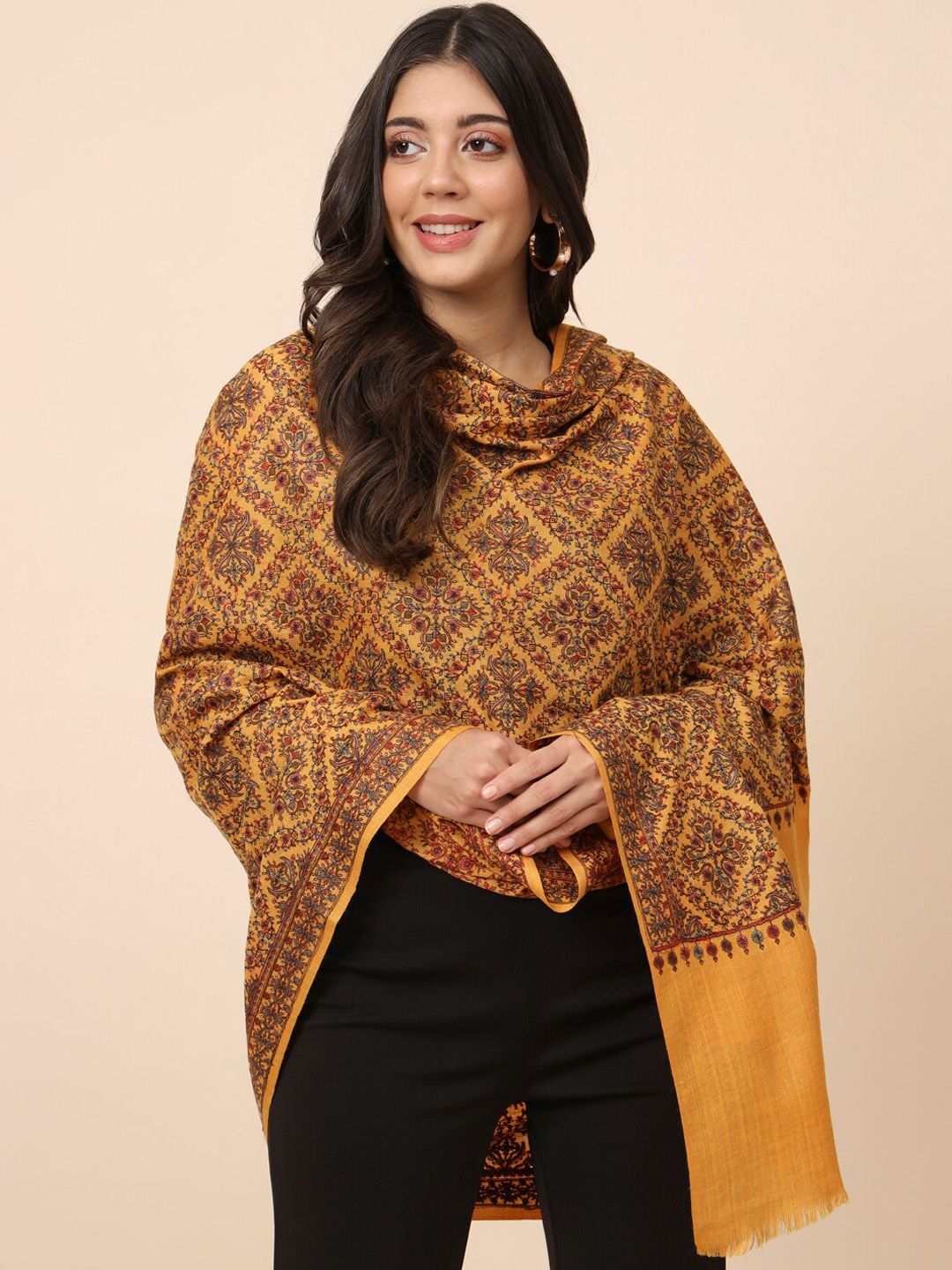 Dhiyona PA Floral Embroidered Pure Wool Shawl