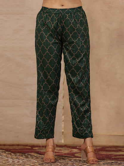 Dhiyona SN Women's Floral Printed Pure Cotton Straight Kurta With Trouser & Dupatta