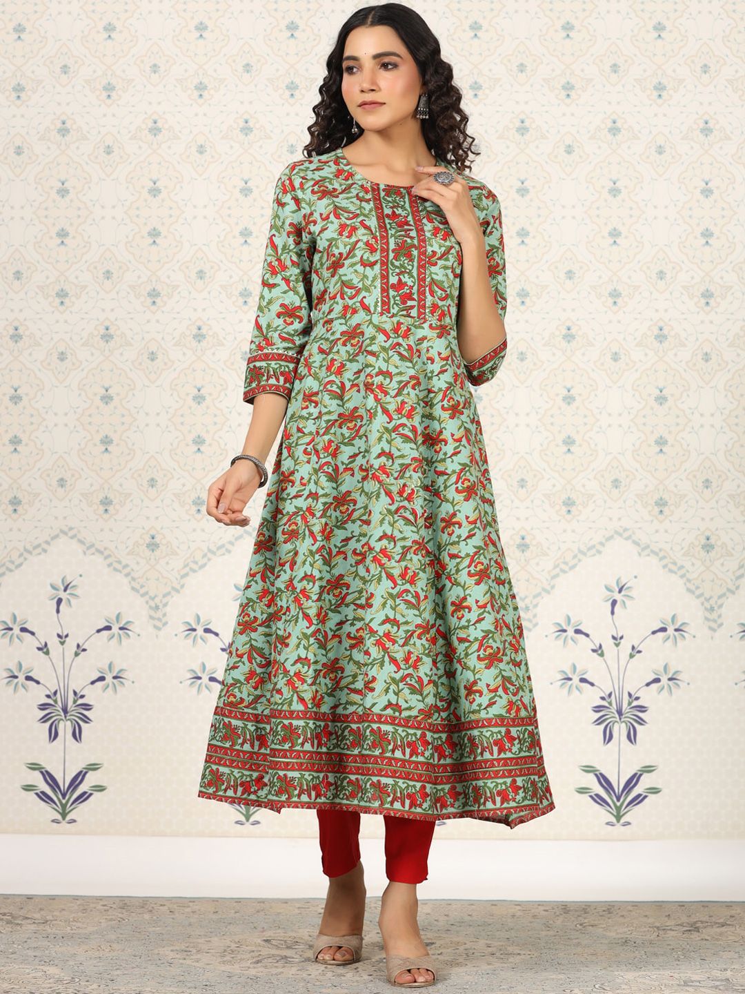 Dhiyona OD  Floral Printed Anarkali Kurta