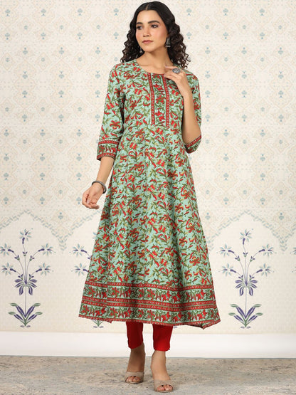 Dhiyona OD  Floral Printed Anarkali Kurta
