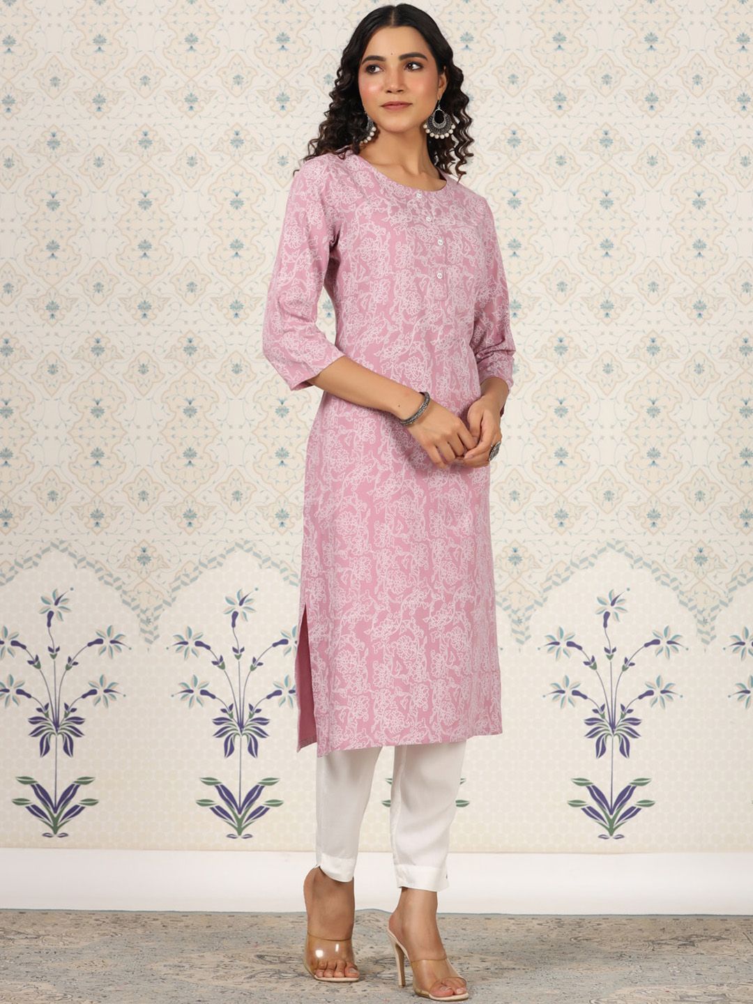 Dhiyona OD  Printed Round Neck Straight Kurta